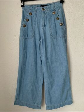 Nautica Jeans Light Blue Lightweight Jeans Elastic Waist Wide Leg Size 2